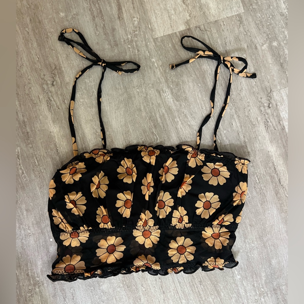 Floral Black Women's Crop Top
